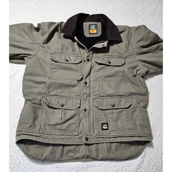 Berne Canvas Jacket Mens L Heavy Work Hunting All Weather Sage Preowned SALE!! - Picture 1 of 17